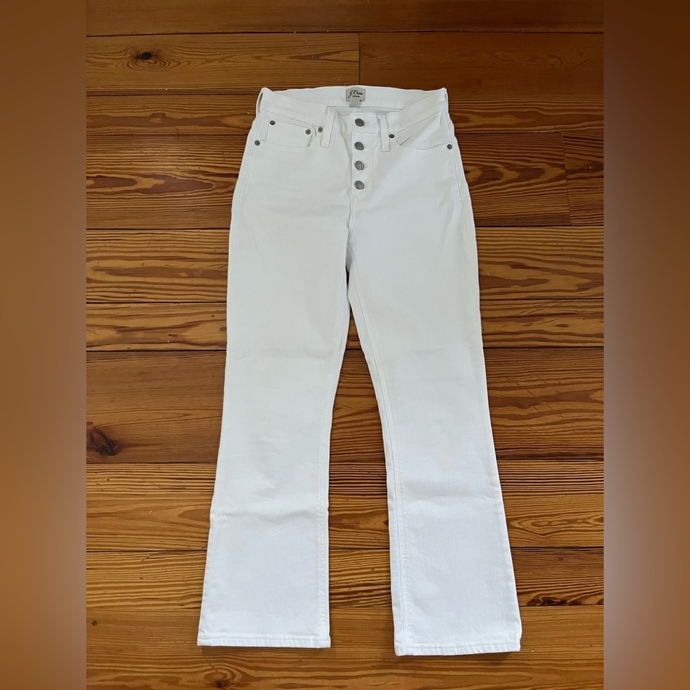 J. Crew 10" demi-boot crop jean in White